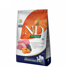 N&D Pumpkin Adult Medium and Maxi Lamb&Blueberry за пораснали кучета от средните и големи породи с агнешко месо, тиква и боровинка 